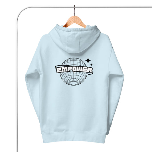 Men's Sky Blue Empower X Universe Front & Back Print Hoodie