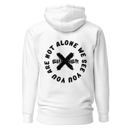 White Unisex Empower X "You Are Not Alone We See You" Metal Health Back Print Hoodie